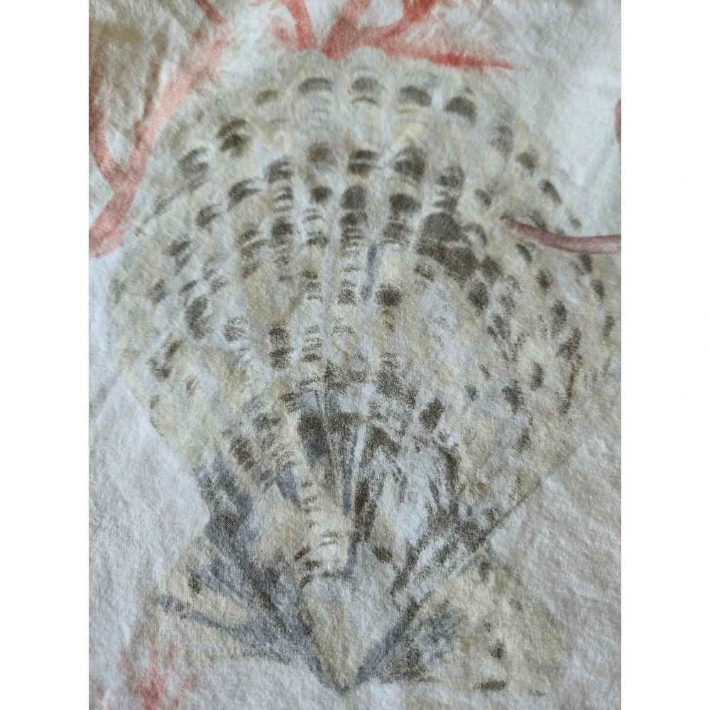 Pottery Barn Atlantic Seashell Duvet Cover Full Queen Coral Beach House